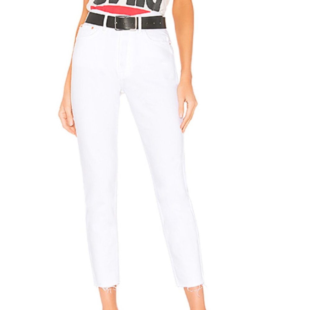 GRLFRND High-Rise Skinny White Crop Jeans